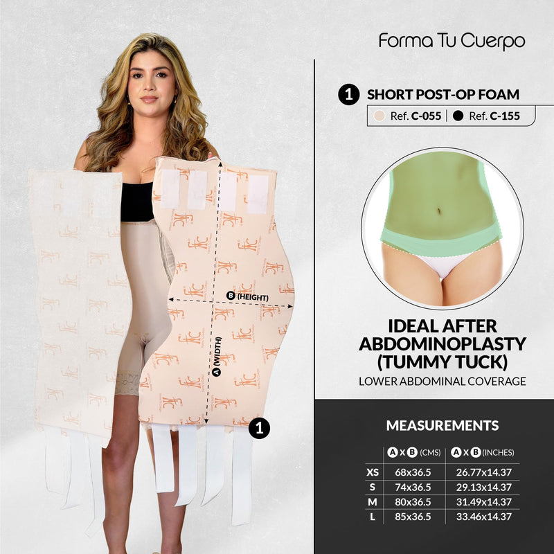 Forma Tu Cuerpo Lipo Foams Post Surgery Post-Operative Liposuction Recovery Compression 360 Tummy Tuck Foam (Black + Long 360 Lipo Foam, Medium) Black + Long 360 Lipo Foam