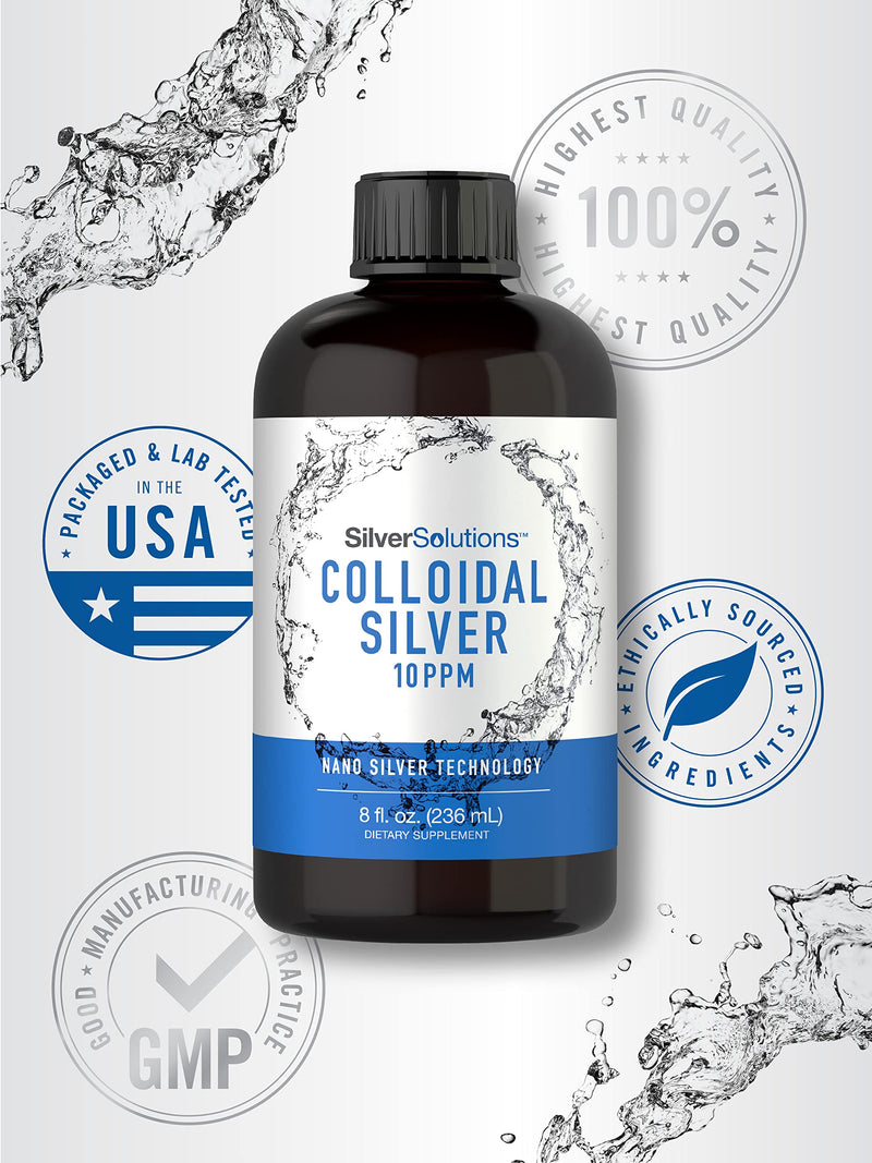 [Australia] - Carlyle Colloidal Silver | 10 PPM | 8 oz (236 mL) | Nano Silver Technology | Vegetarian, Non-GMO, & Gluten Free Supplement | Silver Solutions Unflavored 8 Fl Oz (Pack of 1) 