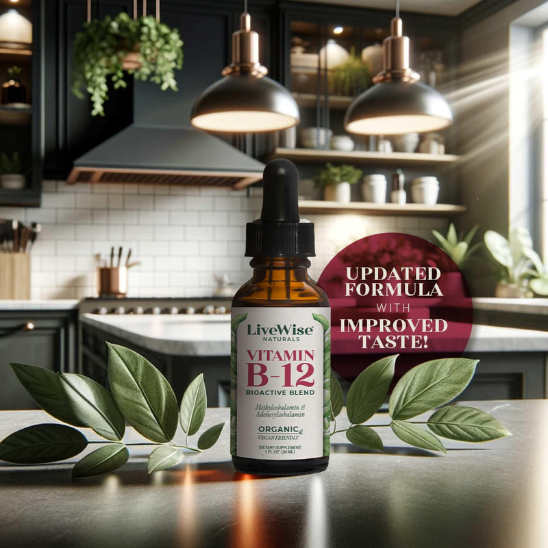Organic Vitamin B12 1000 mcg Sublingual Liquid Drops, Unflavored, 2 oz | Methylcobalamin & Adenosylcobalamin, Bioactive Blend for Energy, Clarity & Focus, Vegan, Non-GMO, For Adults, 1 Year+ Supply Unflavored - For Adults 2 Fl Oz (Pack of 1)
