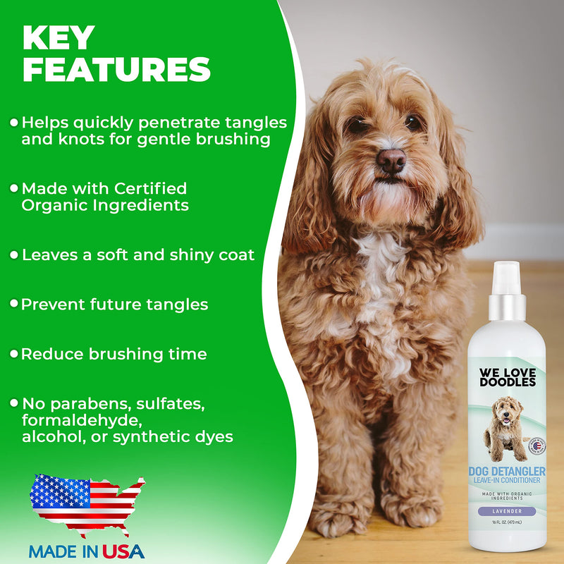 We Love Doodles Unscented Dog Shampoo & Detangler Spray - Made in USA, Organic Ingredients, Shampoo for Goldendoodles Doodles & Puppies, Dematting Spray for Dogs, Tangle Remover - PawsPlanet Australia