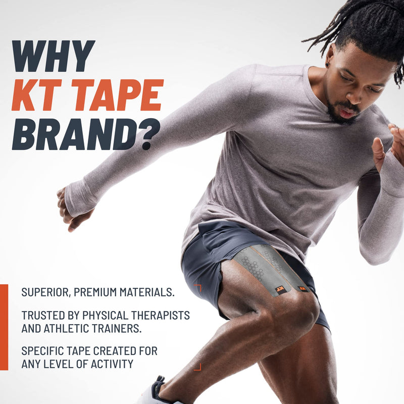 [Australia] - KT Tape Pro Oxygen, Synthetic Kinesiology Athletic Tape with Celliant Technology, 20 Count, 10” Precut Strips, Titanium 
