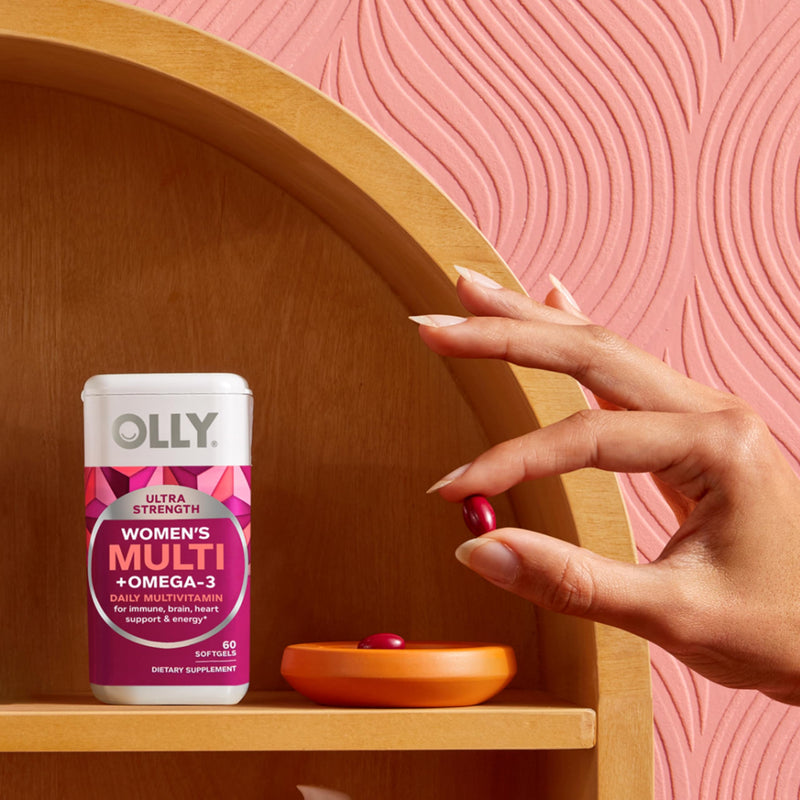 OLLY Ultra Strength Women's Multivitamin Softgels, Omega-3s - 60 Count 60 Count (Pack of 1)