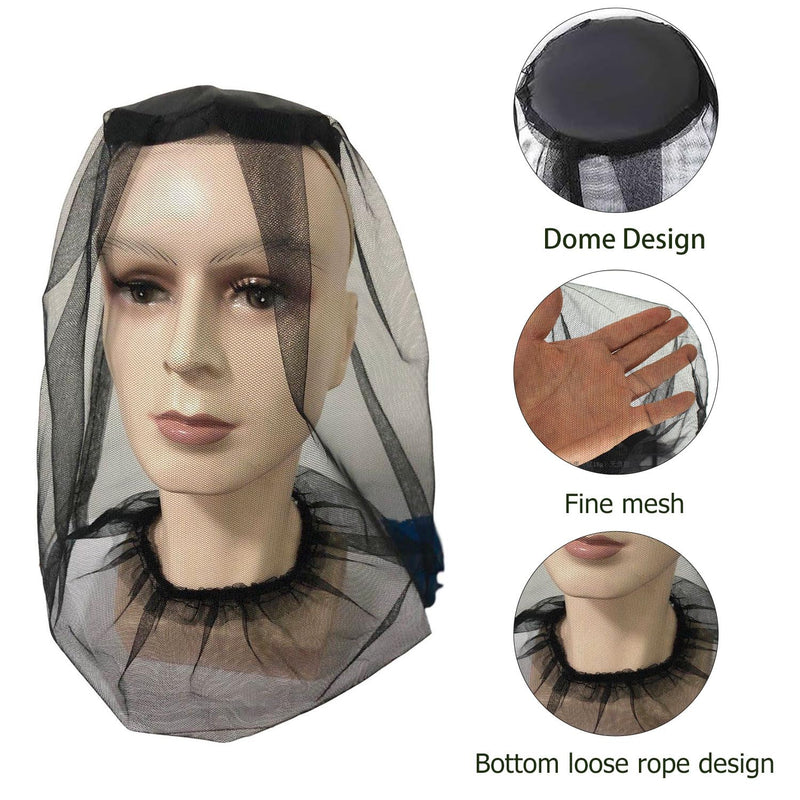[Australia] - SJUNJIE Pack of 2 Mosquito Net Head Soft Mosquito Repellent Head Net Outdoor Mosquito Repellent Hood Pest Control Mosquito Head Net for Outdoor Activities Fishing Camping and Travel 