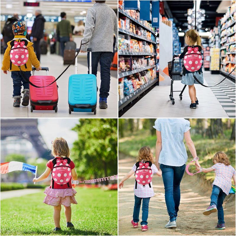 [Australia] - CZSYZCZS 4 in 1 Toddler Harness Leash + Baby Anti Lost Wrist Link, Cute Child Safety Harness Tether, Child Walking Harness Wristband Assistant Strap Belt for Baby Girls(Rose Red) Rose Red 