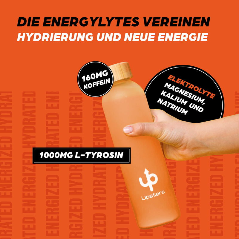 [Australia] - Upsters Energylytes I Electrolyte powder with 160 mg caffeine I Energy drink I Concentration I 30 portions for hydration I Sugar-free and with L-tyrosine I For sports & parties I Orange OG Orange 