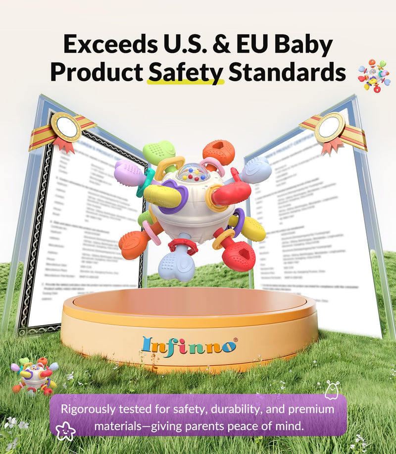 [Australia] - Baby Teething & Rattle Montessori Toys ‚Äì Safe, Multi-Functional BPA-Free Silicone Sensory Learning Teether Toys for Infant 0-12 Months‚ÄìTeething Relief & Fun Play ‚Äì Perfect Baby Gift for Boys & Girls 