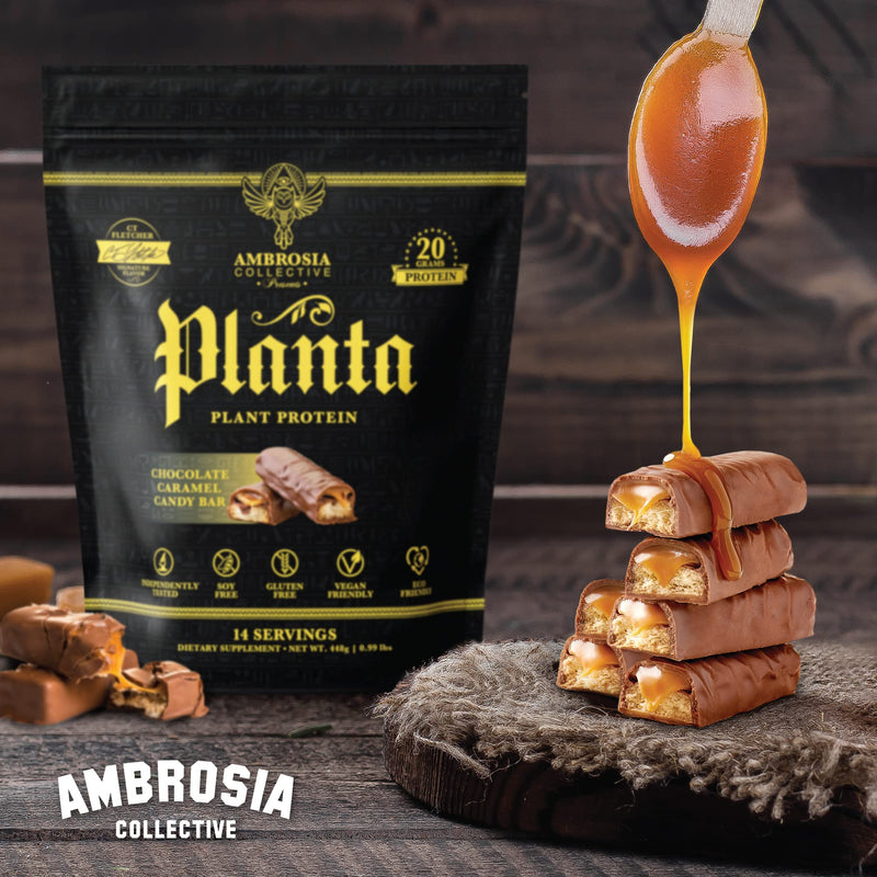 [Australia] - Ambrosia Planta - Premium Organic Plant-Based Protein | Vegan & Keto Friendly | Gourmet Flavors with No Bloating or Stomach Upset | Gluten & Soy Free | No Added Sugar | 14 Servings | (Candy Bar) Candy Bar 