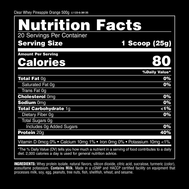 ANIMAL Clear Whey Protein Powder (Pineapple Orange) – Isoclear with 20g Protein & 5g BCAAs for Muscle Building. Protein Shake with no Added Sugar, Low in Fat and with Amino acids – 500g Pineapple Orange