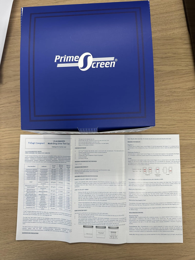 [Australia] - [5 Pack] Prime Screen Multi Drug Urine Test Cup -6 Panel (BZO,COC,mAMP,OPI, OXY,THC) C-CUP-TDOA-564 5 