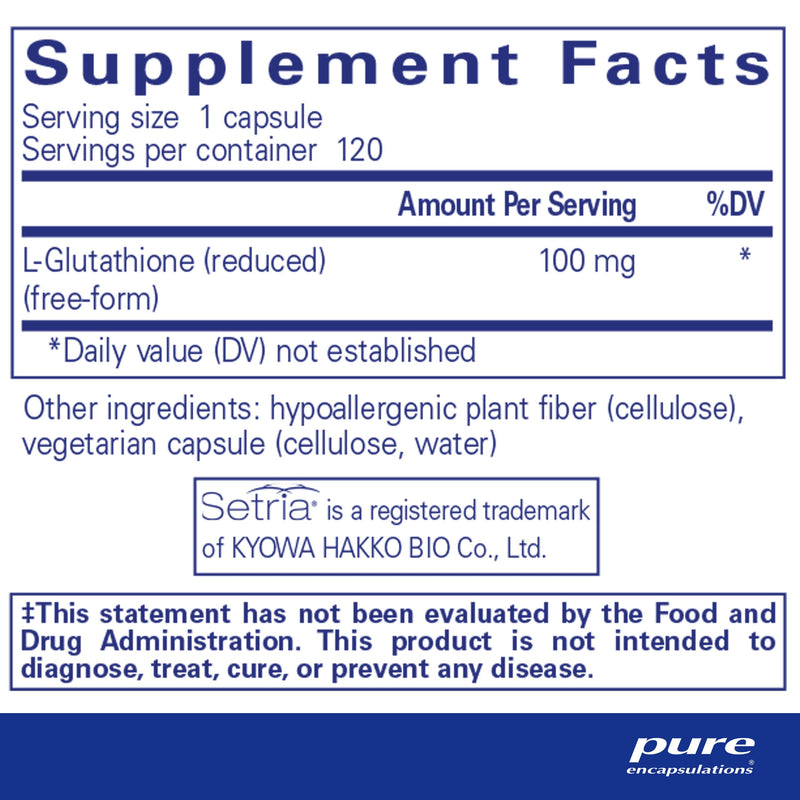 [Australia] - Pure Encapsulations Reduced Glutathione | Hypoallergenic Antioxidant Supplement to Support Liver and Cell Health* | 120 Capsules 120 Count (Pack of 1) 