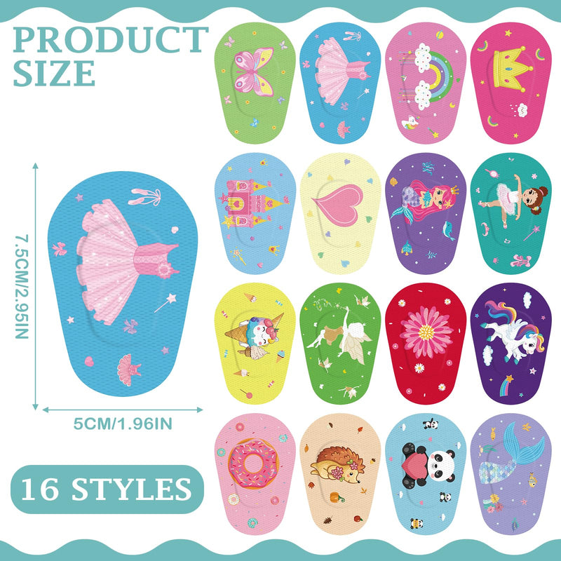 [Australia] - Timgle 48 Pcs Adhesive Eye Patches for Kids Girls 16 Styles Toddler Eye Patches Bulk Latex Free Light Blocking Fun Cute Designs Cotton Adhesive Bandages for Kids Toddler Girls Boys 