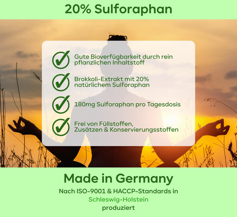 [Australia] - 20% sulforaphane! 180 high-dose sulforaphane capsules made from broccoli extract with 90 mg sulforaphane per capsule - high-dose broccoli capsules made from broccoli sprouts 99 g (pack of 1) 