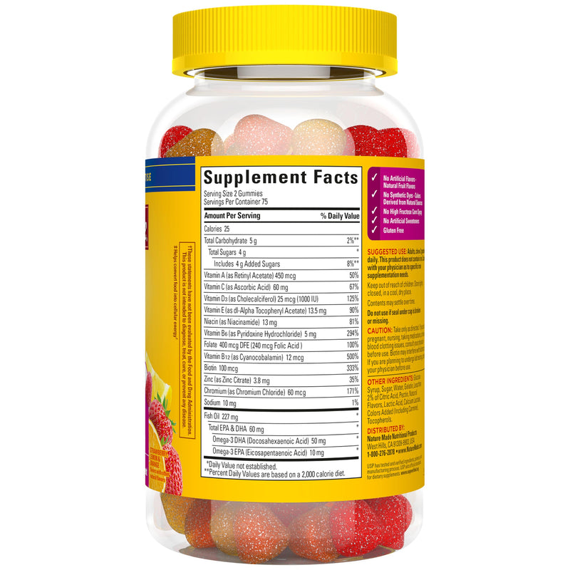Nature Made Womens Gummy Multivitamins with Omega-3, 150 Gummies | Multivitamin for Women for Daily Nutritional Support, Strawberry, Lemon & Orange Flavors, 75 Day Supply 150 Count (Pack of 1)