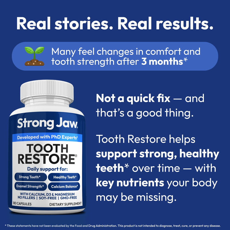 [Australia] - Tooth Restore for Adults with Remineralizing Gum Support 180 Capsules Made in USA - Teeth Vitamins for Strong Teeth Bone Health Supplement Calcium Vitamin D3 Hydroxyapatite Enamel Repair Tooth 