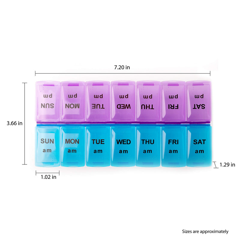 Deke Home - Pill Organizer 2 Times a Day, Weekly AM PM Pill Box, 7 Day Morning and Night Medicine Organizer, BPA-Free Daily Vitamin Container, Easy Open Travel Pill Case for Seniors, 7.8"x3.6"x1.3" 1 Count