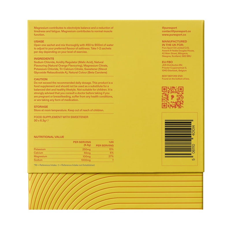 Puresport Ultra Electrolytes Sachets (Orange Lemonade, 30 Pack), High Performance Sugar-Free Electrolytes Powder, with Performance Running Socks (S/M)