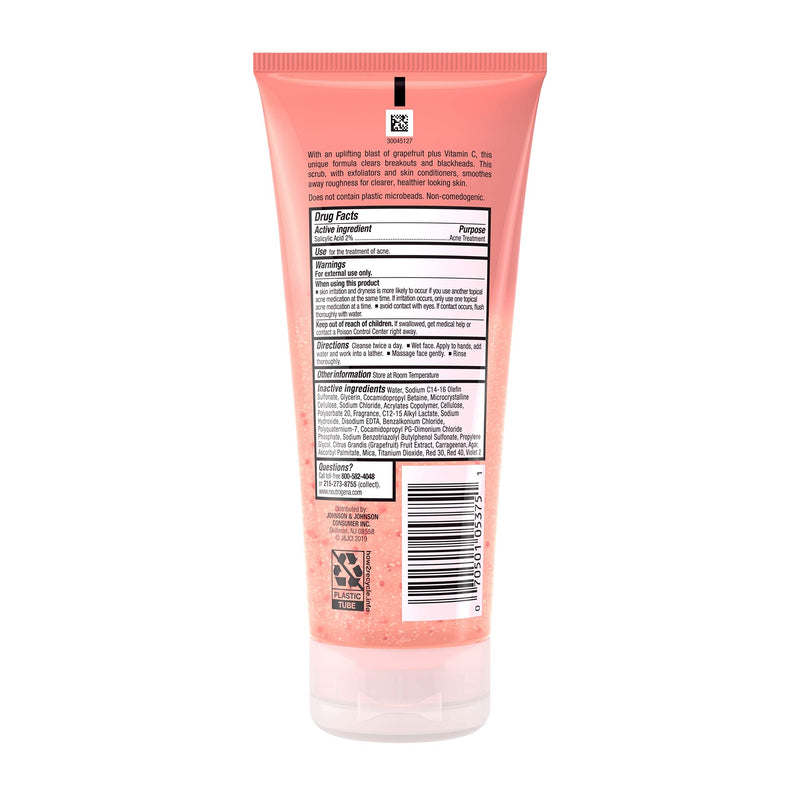 Neutrogena Oil Free Pink Grapefruit Acne Face Wash with Vitamin C, 2% Salicylic Acid Acne Treatment, Gentle Foaming Vitamin C Facial Scrub to Treat & Prevent Breakouts, 6.7 fl. oz 6.7 Fl Oz (Pack of 1)