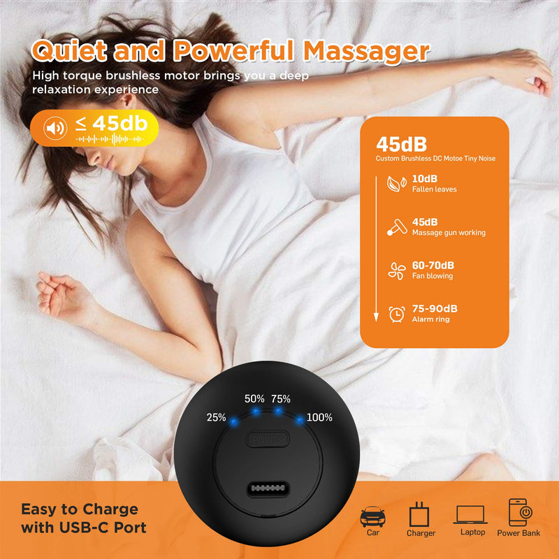 [Australia] - Mini Massage Gun, Powerful Fascial Gun Portable Deep Tissue Percussion Muscle Back Head Massager for Pain Relief with 4 Massage Heads High-Intensity Vibration Rechargeable Small Massage Gun Black 