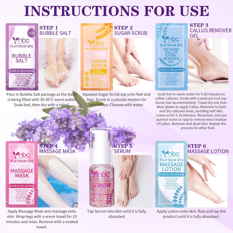 [Australia] - Pedicure Foot Soak Set - Upgraded 6 in 1 Foot Spa, Foot Bath Spa, Pedicure Kit for Tired & Dry Cracked Feet, Athletes Feet, Bad Odor, Softens Calluses (3 Set Lavender) 3 Set Lavender scent 