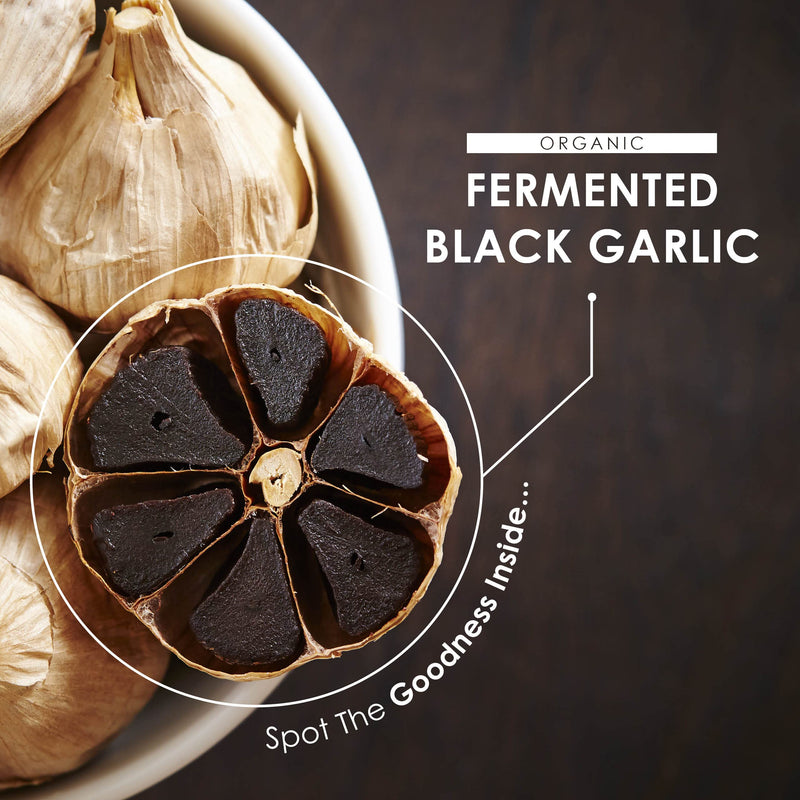 Organic Fermented Black Garlic 1200mg - 60 Vegan Capsules - Supports Heart Health - Resealable and Recyclable Pouch by Alpha01