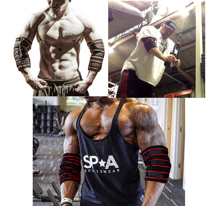 [Australia] - Elbow Sleeves Weight Lifting, Pair of Compression Elbow Brace Support Strong Powerlifting Sleeve Strap for Protect Arms Tricep Tendonitis Workout Strongman Gym (Large) Large 