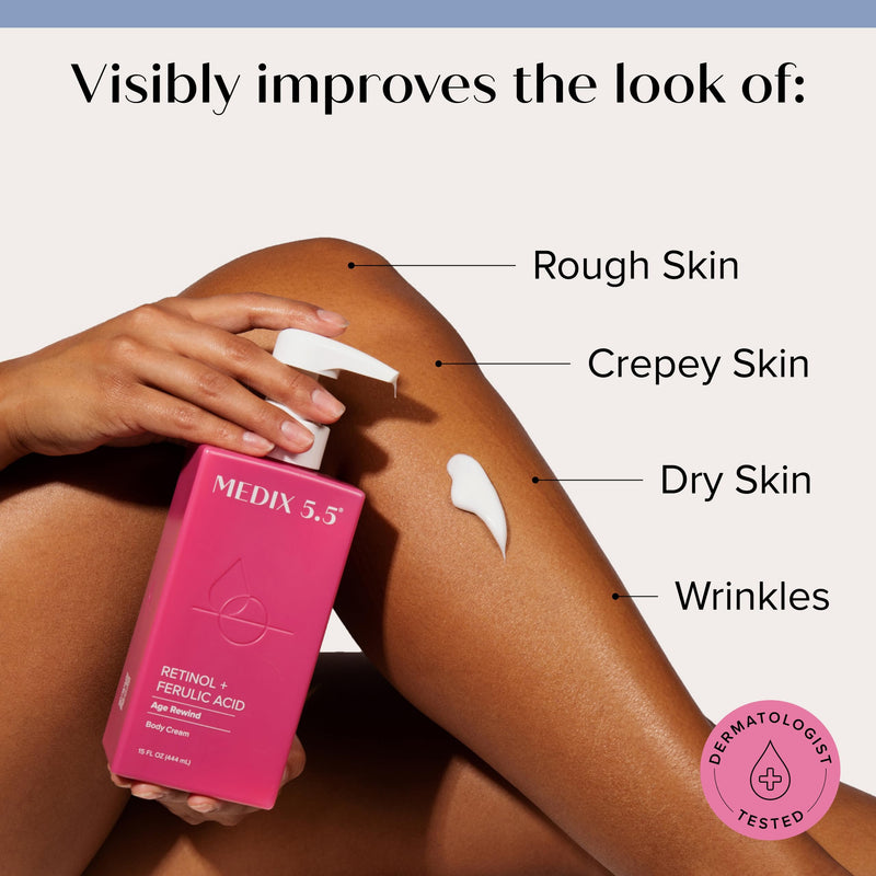 Medix 5.5 Retinol Body Lotion Firming Moisturizer | Crepey Skincare Treatment | Retinol Body Cream | Anti Aging Firming Cream For Women Targets Look Of Crepe Skin, Wrinkles, & Sagging Skin, 15 Fl Oz 1 - Retinol Firming Cream 15 Fl Oz (Pack of 1)