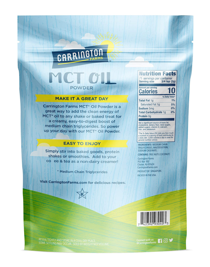 [Australia] - Carrington Farms ‚Äì Organic MCT Oil Powder ‚Äì Gluten Free, Hexane Free ‚Äì NON GMO ‚Äì Keto Friendly and Dairy Free 