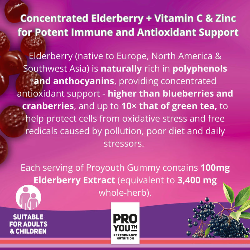 Nutrition Tripple Boost Immune Support Vitamin C, Zinc and Elderberry Gummies | Antioxidant Defense | Adults & Children | Berry Flavour | Vegan, Low Sugar | ISO Certified | 60 Gummies
