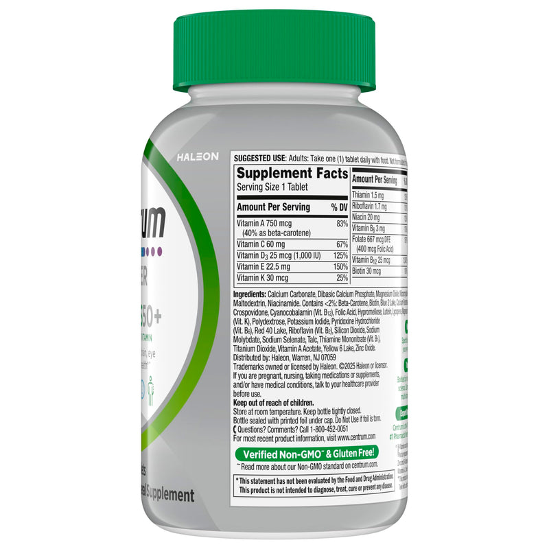 Centrum Silver Multivitamin for Adults 50 and Over, 220 Tablets | Contains Vitamin D3, B Vitamins, Clinically Proven to Support Memory as You Age, GLP-1 Support 220 Count (Pack of 1)