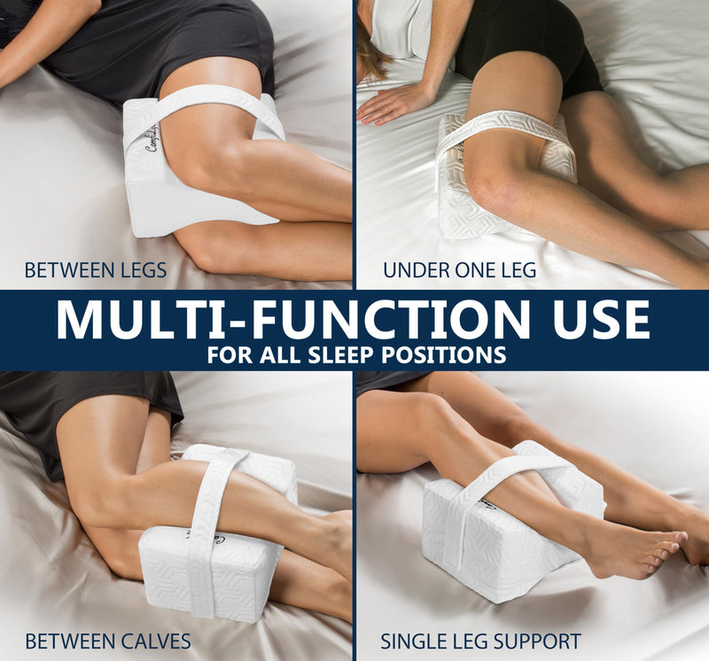[Australia] - ComfiLife Knee Pillow for Side Sleepers – Cooling Leg Pillow for Side Sleeping – Knee Pillow with Strap for Hip Pain, Back Pain, Sciatica Pain Relief – Memory Foam Hip Pillow Contour Design 