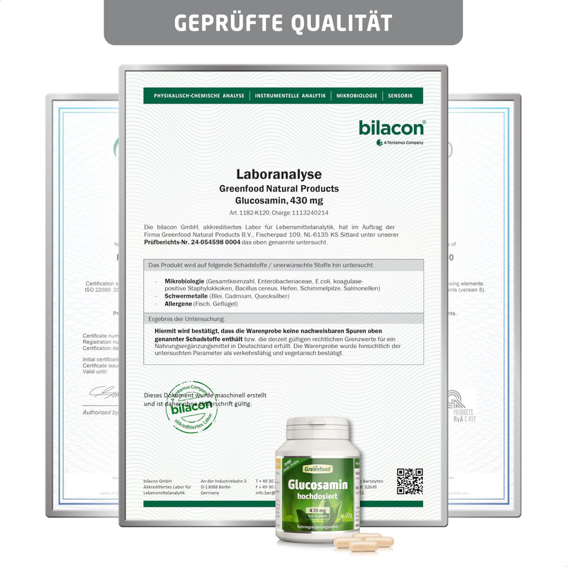 [Australia] - Greenfood Glucosamine, 430 mg, 120 capsules, high dosage - no artificial additives, no genetic engineering (Non GMO). 120 pieces (pack of 1) 