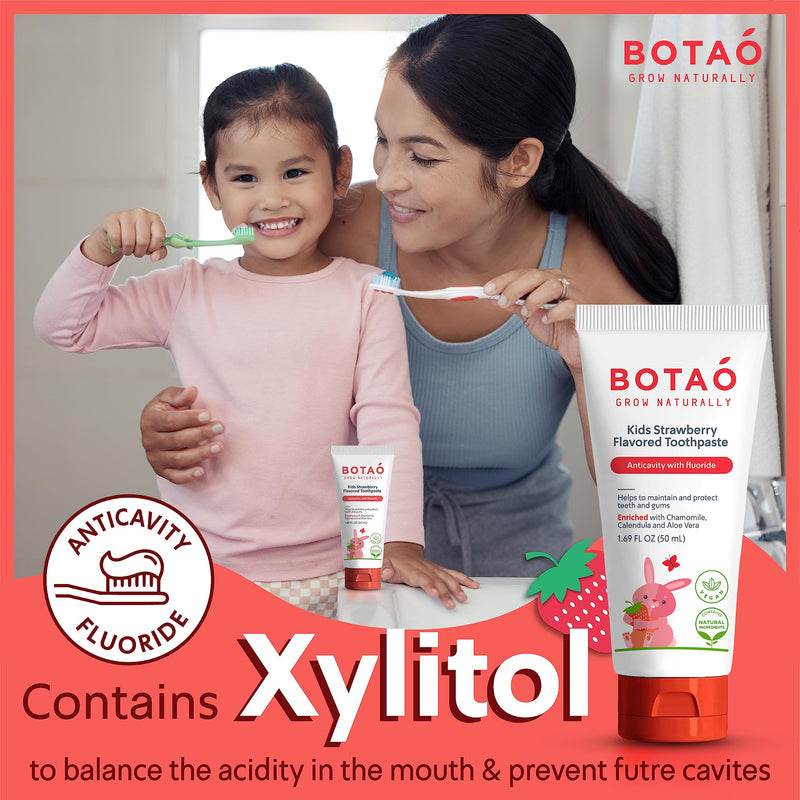 [Australia] - Kids Toothpaste | Natural Strawberry Flavored Anticavity Fluoride Toothpaste Maximum Cavity Protection| EWG Verified, Vegan, SLS Free, Safe to Swallow, Aloe Vera (3Pack) 1.7 Fl Oz (Pack of 3) 
