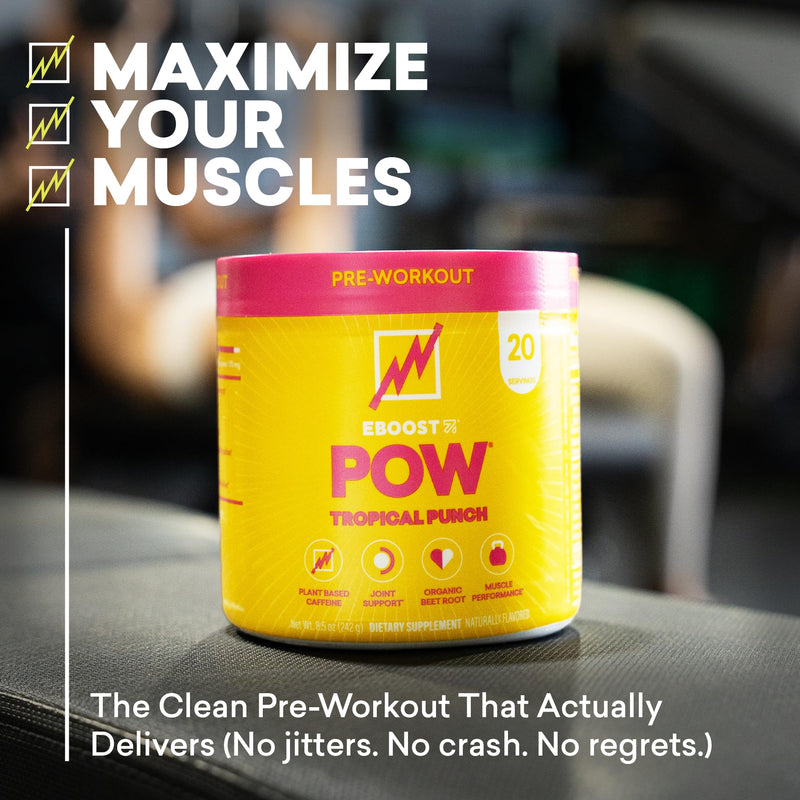 [Australia] - EBOOST POW Natural Pre Workout Powder ‚Äì 20 Servings - Tropical Punch - A Pre Workout Supplement for Performance, Joint Mobility Support, Energy, Focus - Men & Women - Non-GMO, Gluten-Free, No Creatine 20 Servings (Pack of 1) 
