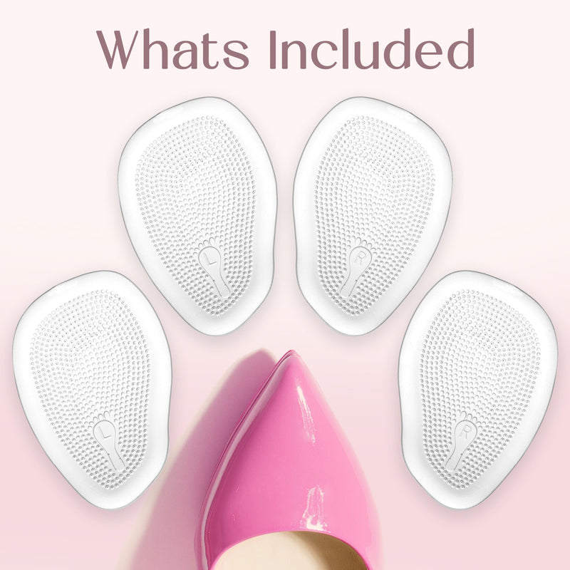 [Australia] - Metatarsal Foot Pads for Women (4 Pads) Cushioned High Heel Inserts for Ball of Foot Pain Relief (Clear) Clear 4 