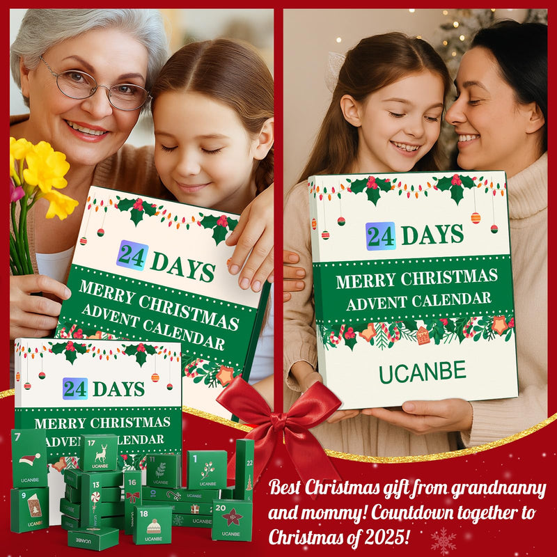 [Australia] - Makeup Advent Calendar 2025, 24 Days Christmas Makeup Gift Set for Adult Women & Teen Girls, UCANBE 2025 Xmas Countdown Calendar Beauty & Cosmetics Holiday Surprise Make Up Gift Kits for Women Full Kit 