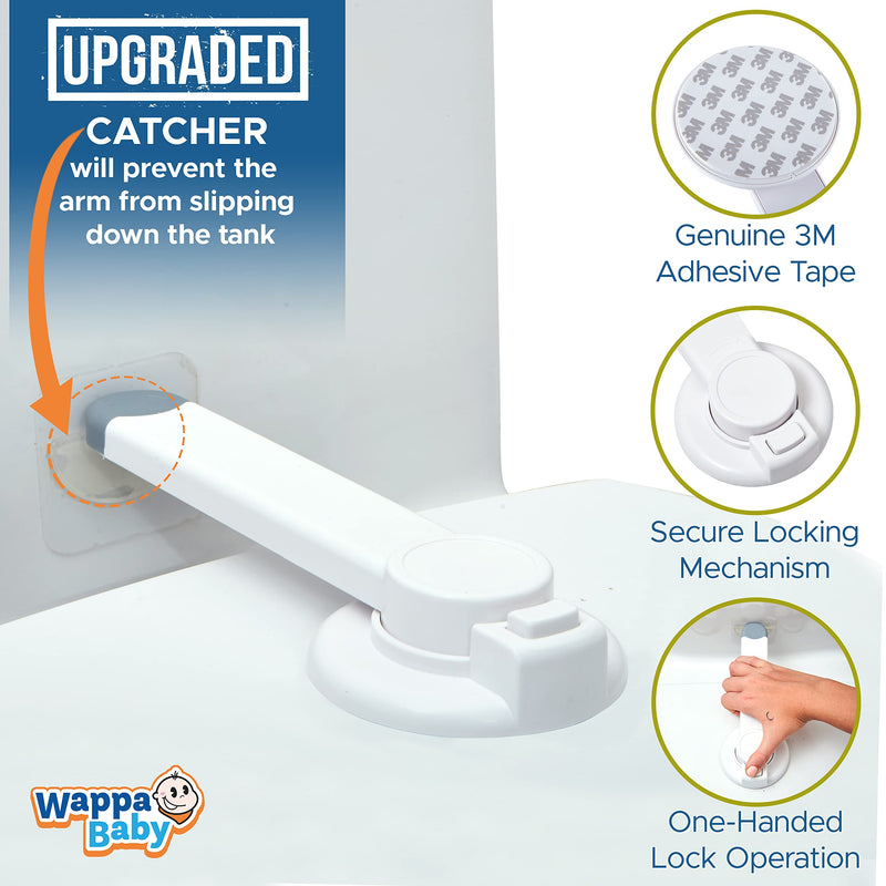 [Australia] - Baby Toilet Lock (3 Pack) Ideal Baby Proof Toilet Lid Lock with Arm – No Tools Needed Easy Installation with 3M Adhesive – Top Safety Toilet Seat Lock – Fits Most Toilets – White 3 Pack 