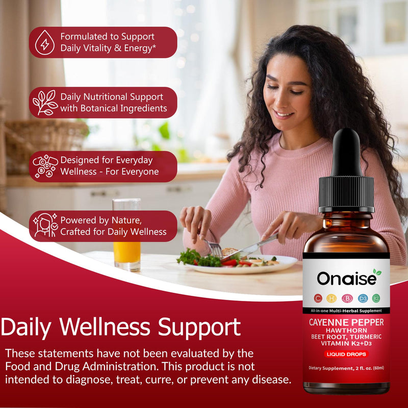 [Australia] - Cayenne Pepper Drops,2 Pack Cayenne Supplement with Hawthorn Berry, Vitamin D3 K2 Beet Root Powder, Ceylon Cinnamon, Turmeric Curcumin, Organic Panax Ginseng, Berberine Extract 