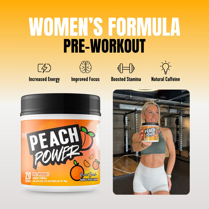 Women's Formula Pre-Workout - Natural Energy & Focus Supplement, Zero Sugar, Complete with Magnesium and Vitamin B6 & B12, 300g, 20 Servings (Orange & Peach) Orange & Peach