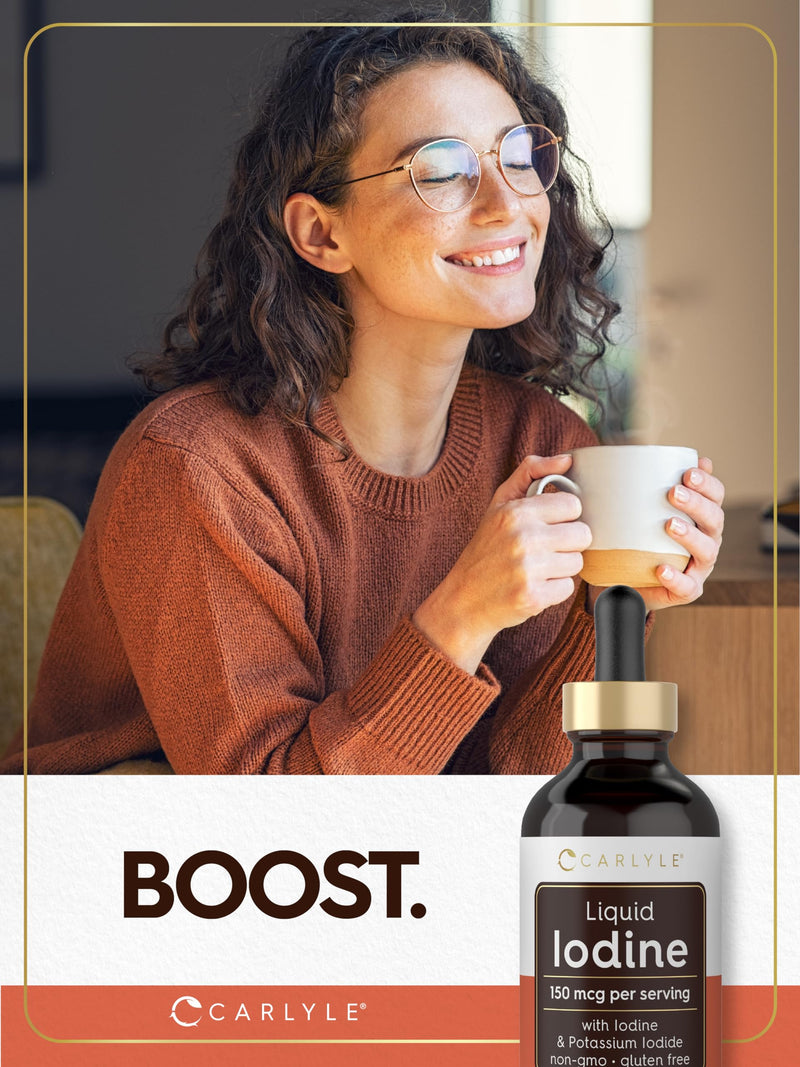 [Australia] - Carlyle Liquid Iodine Drops 4 fl oz | 150 mcg | Iodine & Potassium Iodide Supplement | Vegetarian Liquid Tincture | Non-GMO, Gluten Free 