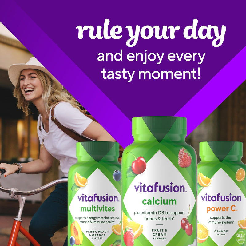 [Australia] - vitafusion Chewable Calcium Gummy Vitamins for Bone and Teeth Support, Calcium Gummies, Fruit and Cream Flavor, 100 Count, 50 Day Supply 