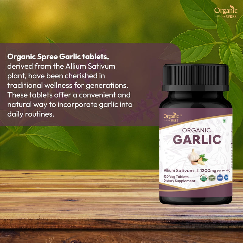 ORGANIC SPREE Garlic 120 Tablets | Allium Sativum (Garlic) | USDA Organic Certified | Dietary Supplement - 120 Tablets* (1)