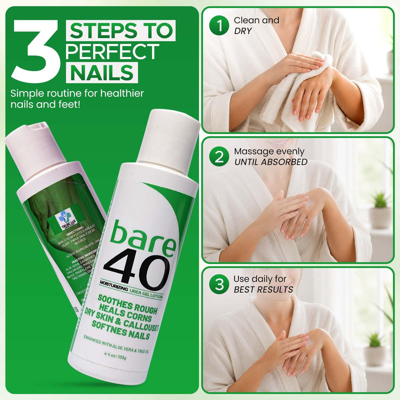 Professional Bare 40 Pro Urea lotion with 40% Urea Cream for feet | Urea Cream for Dry, rough skin, Hydrating & Exfoliating Formula for Dry, Enriched with Tea Tree Oil, Aloe Vera & Jojoba Beads