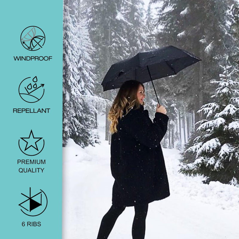 Knirps U.200 Ultra Light Duomatic Automatic Open Rain Umbrella - Compact Windproof Travel Umbrella for Adults - 97cm Diameter Retractable With Carrying Case Black