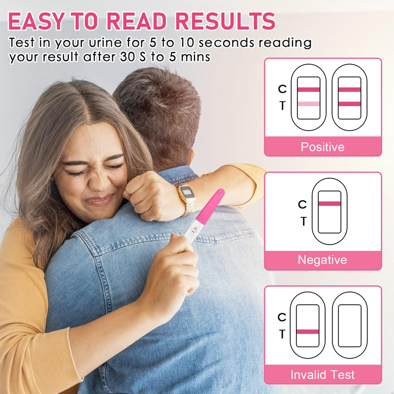 5 Count Early Detection Pregnancy Tests, Pregnancy Test Kit, Accurate Early HCG Detection for Women, Quick and Easy to Use, Easy at-Home Pregnancy Tests, Individually Packed（Rose red）