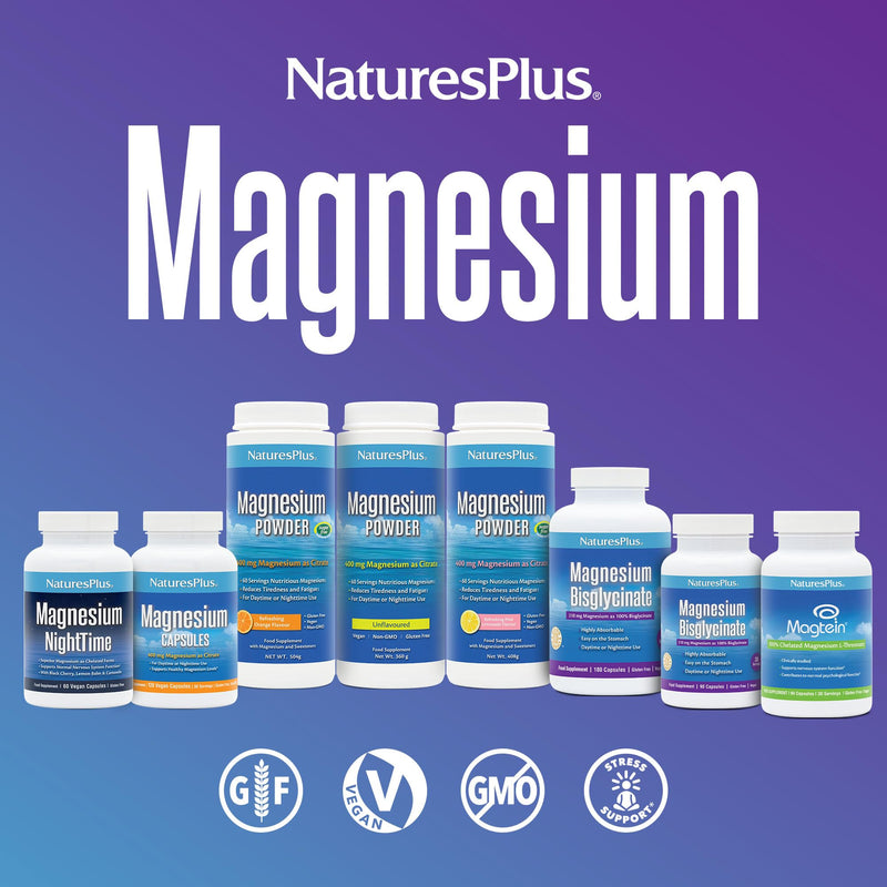 NaturesPlus Magtein Magnesium L-Threonate- High Strength, Calm, Mood, Memory, Focus, Cognitive - Vegan, Non-GMO, Gluten-Free - 90 Capsules