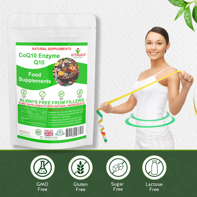 CoQ10 Coenzyme High Strength Q10 100mg Softgels – High Absorption Ubiquinone – Naturally Fermented, UK Made Supplement – Gluten, Lactose & GMO Free – Supports Heart, Energy & Antioxidant Health (240) 240