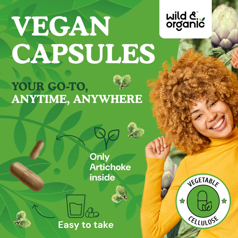 [Australia] - Wild & Organic Artichoke Extract Capsules 500 mg - Liver & Digestive Support - Artichoke Supplement - Cynara Scolymus Leaf Powder - Vegan, No Fillers, Non-GMO - 180 Count 
