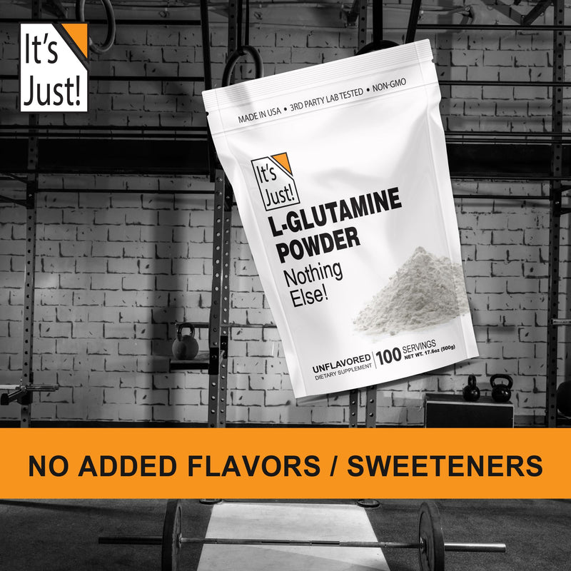 [Australia] - It's Just! - L-Glutamine Powder, Unflavored, Amino Acid, Faster Muscle Recovery, Leaky Gut, Digestive Support (500 Grams / 100 Servings) 100 Servings (Pack of 1) 