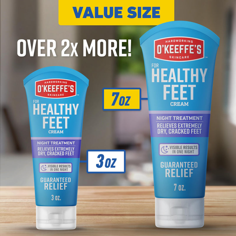 O'Keeffe's for Healthy Feet Night Treatment Foot Cream, 7 oz Tube | Relief for Extremely Cracked, Dry Feet, Instantly Boosts and Retains Moisture, Non-Greasy, Unscented, Repairing Skincare 7 Ounce (Pack of 1)