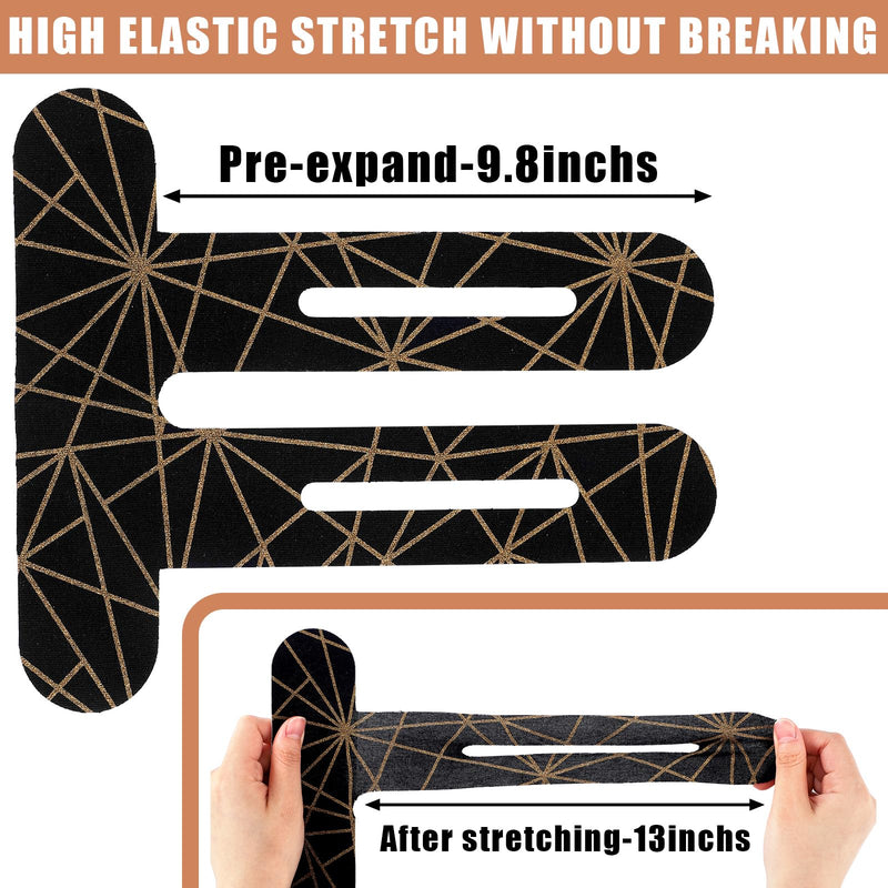 Geiserailie 20 Pcs Precut Kinesiology Tape for Knees, Pain Relief Pre Cut Sports Waterproof Breathable Enhance Elastic Copper Infused Kinesiology Athletic Tape for Body Support and Muscle Black
